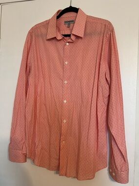 Express Men's Coral-Pink Microdot Dress Shirt